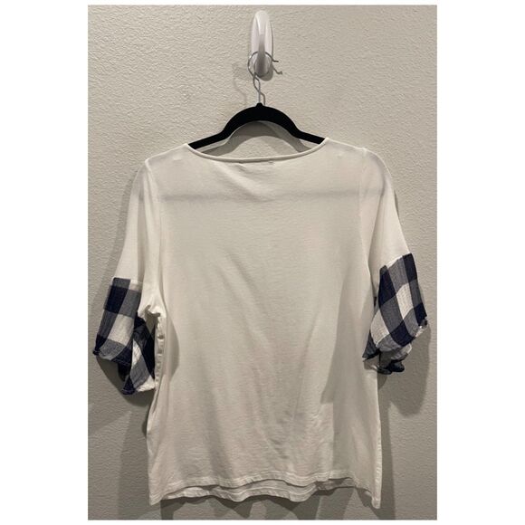 IVANKA TRUMP White Round Neck Plait Short Sleeve Blouse - Picture 4 of 4